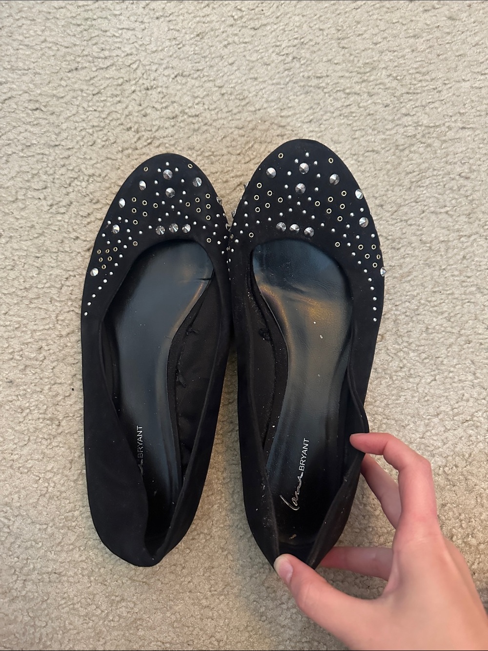 Lane Bryant Black Studded Ballet Flats